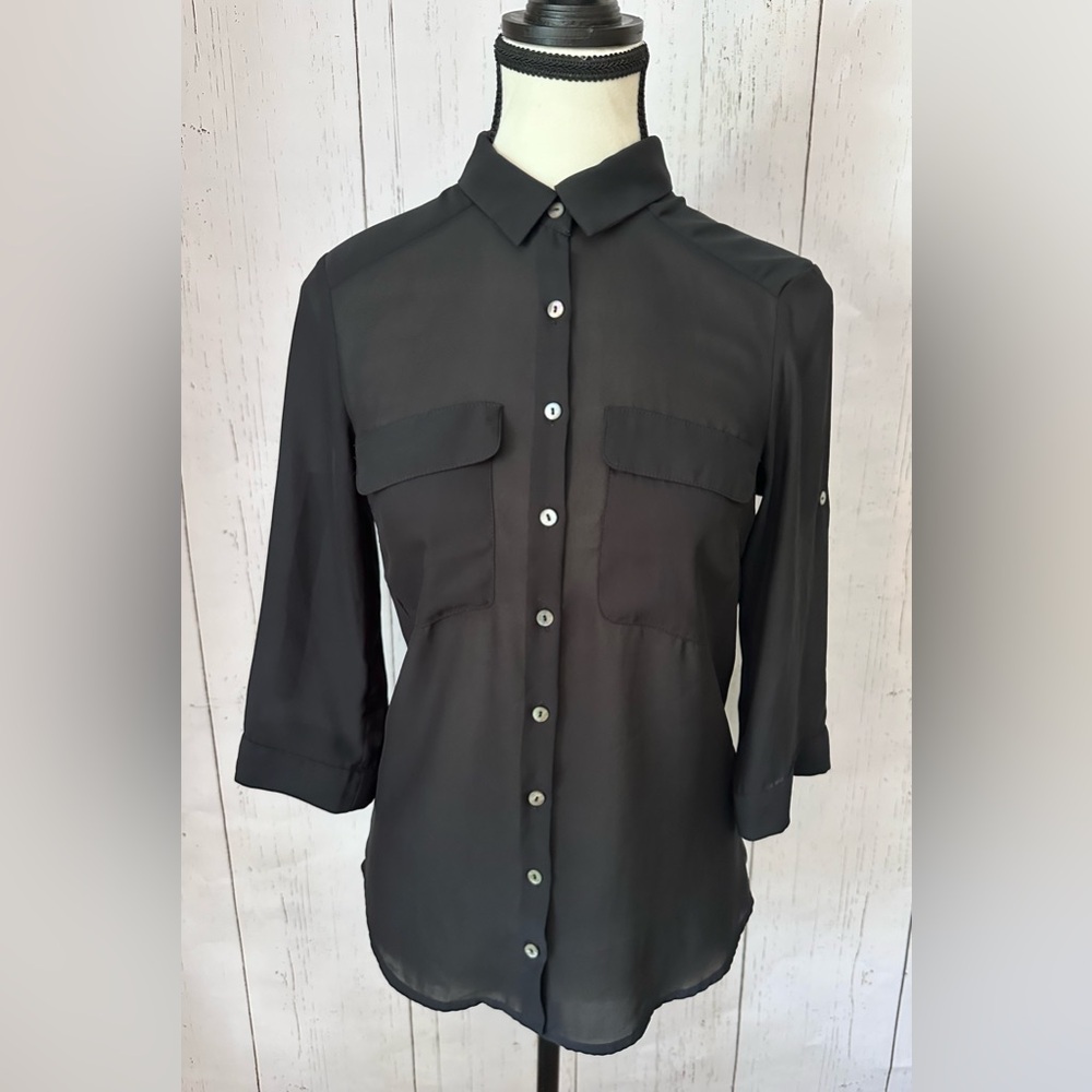 H&M Translucent 3/4 Sleeves Women Shirt Size 2